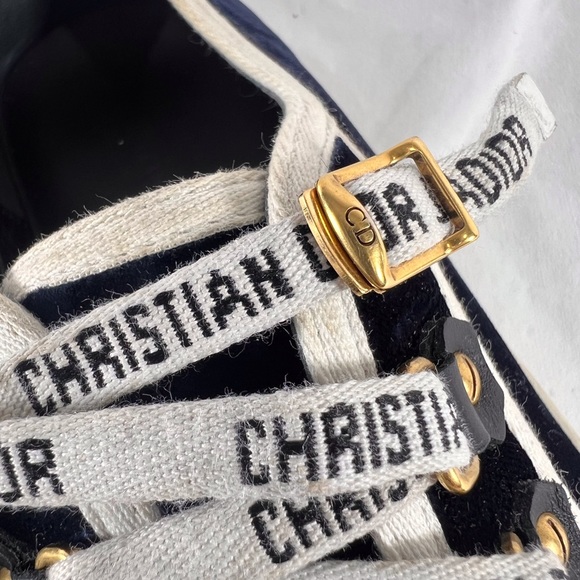 CHRISTIAN DIOR Navy Blue Walk'N'Dio Logo Trainers Made in Italy Marked as 37-7US - Picture 6 of 16